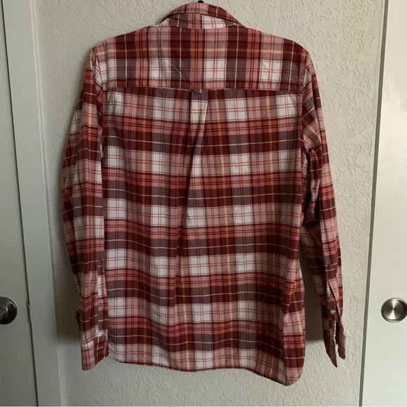 LL Bean Organic Cotton Pink Plaid Button Down - Picture 5 of 6